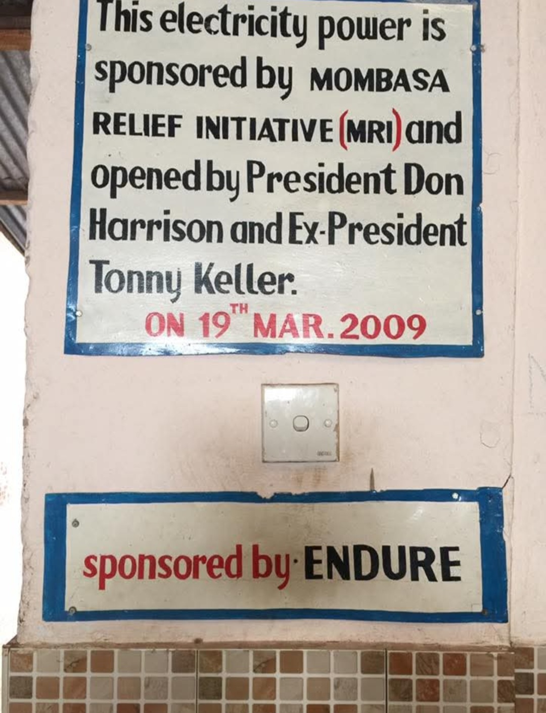 Endure sponsored electricity plaque for a school project